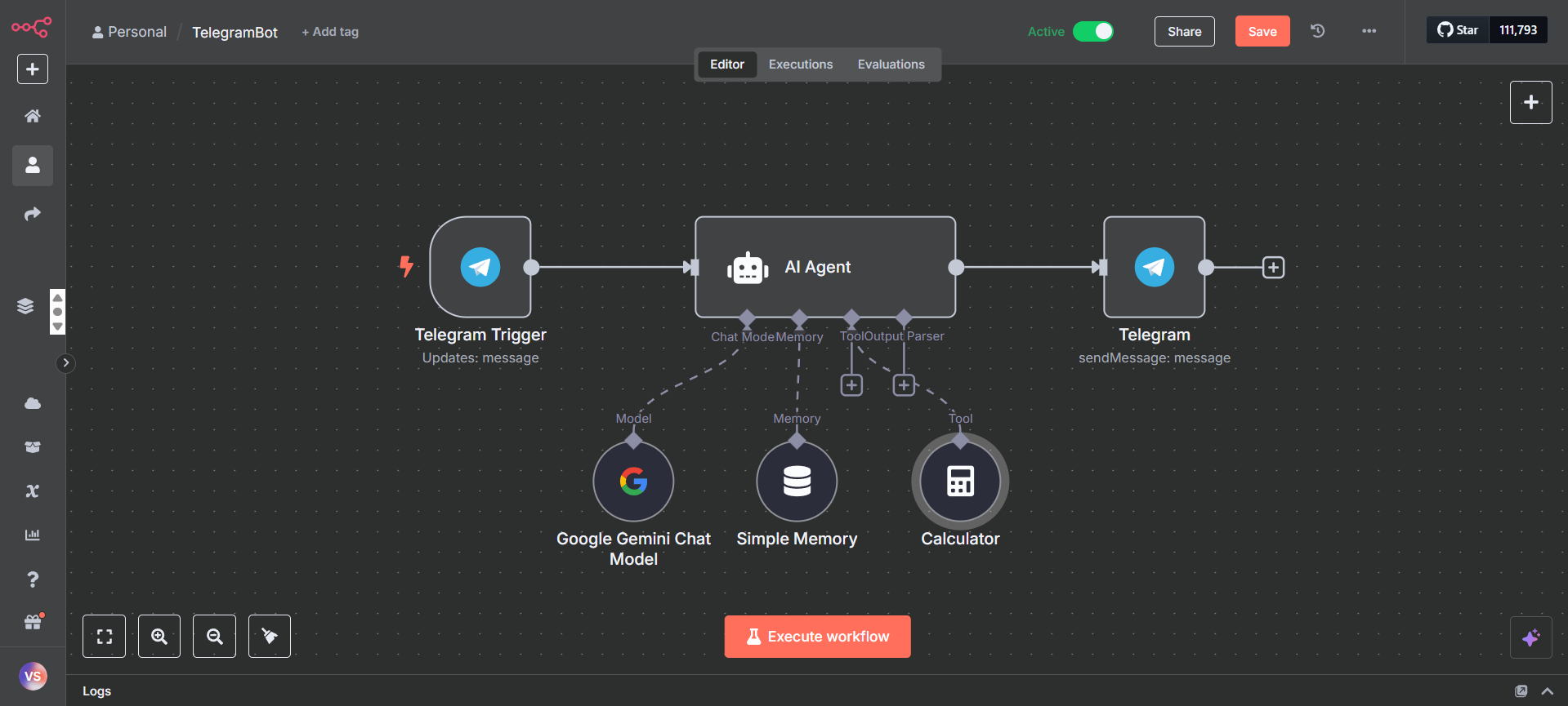 n8n AI workflow screenshot